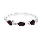 Rosec Jewels-Natural Garnet Diamond Half Eternity Ring in East West Style