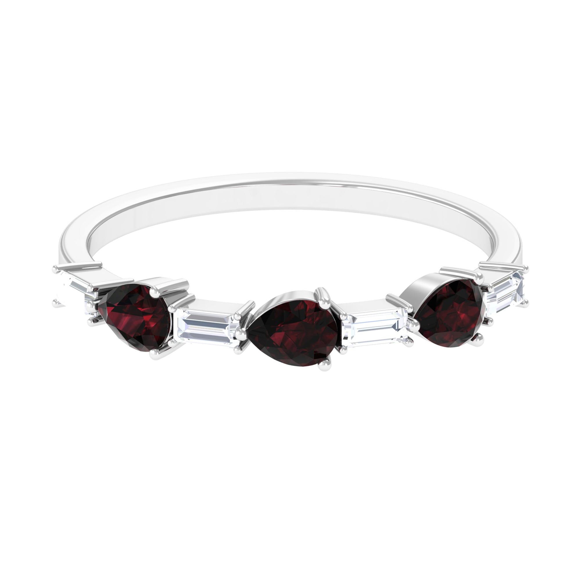 Rosec Jewels-Natural Garnet Diamond Half Eternity Ring in East West Style