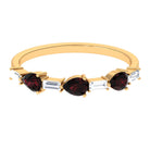 Rosec Jewels-Natural Garnet Diamond Half Eternity Ring in East West Style
