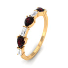 Rosec Jewels-Natural Garnet Diamond Half Eternity Ring in East West Style