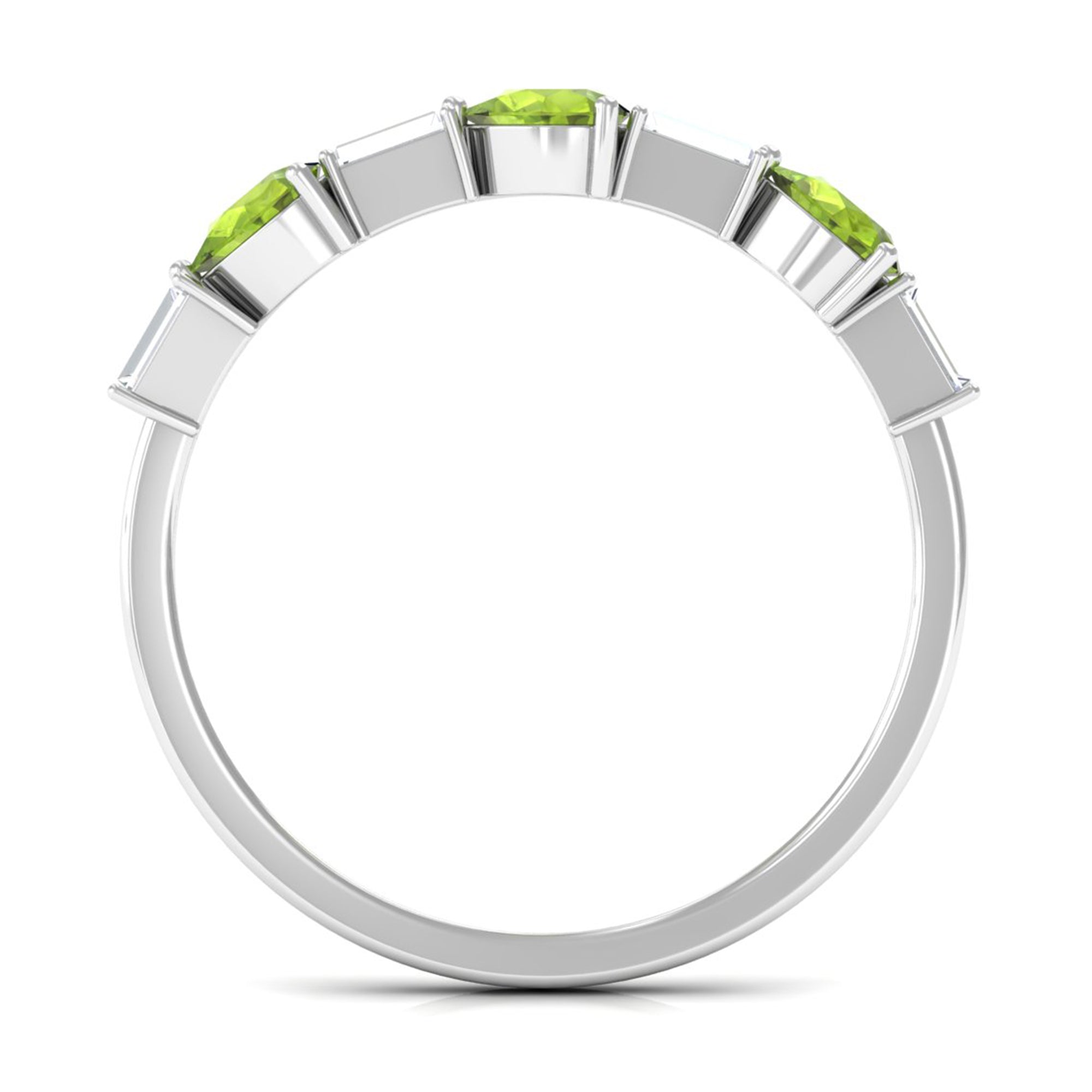 Peridot and Moissanite East West Half Eternity Ring AAA - Rosec Jewels