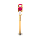 East West Style Pear Shape Ruby Half Eternity Ring with Baguette Diamond AAA - Rosec Jewels