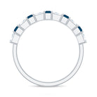 London Blue Topaz and Diamond Baguette Eternity Band Ring AAA - Rosec Jewels