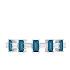London Blue Topaz and Diamond Baguette Eternity Band Ring AAA - Rosec Jewels