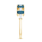 London Blue Topaz and Diamond Baguette Eternity Band Ring AAA - Rosec Jewels