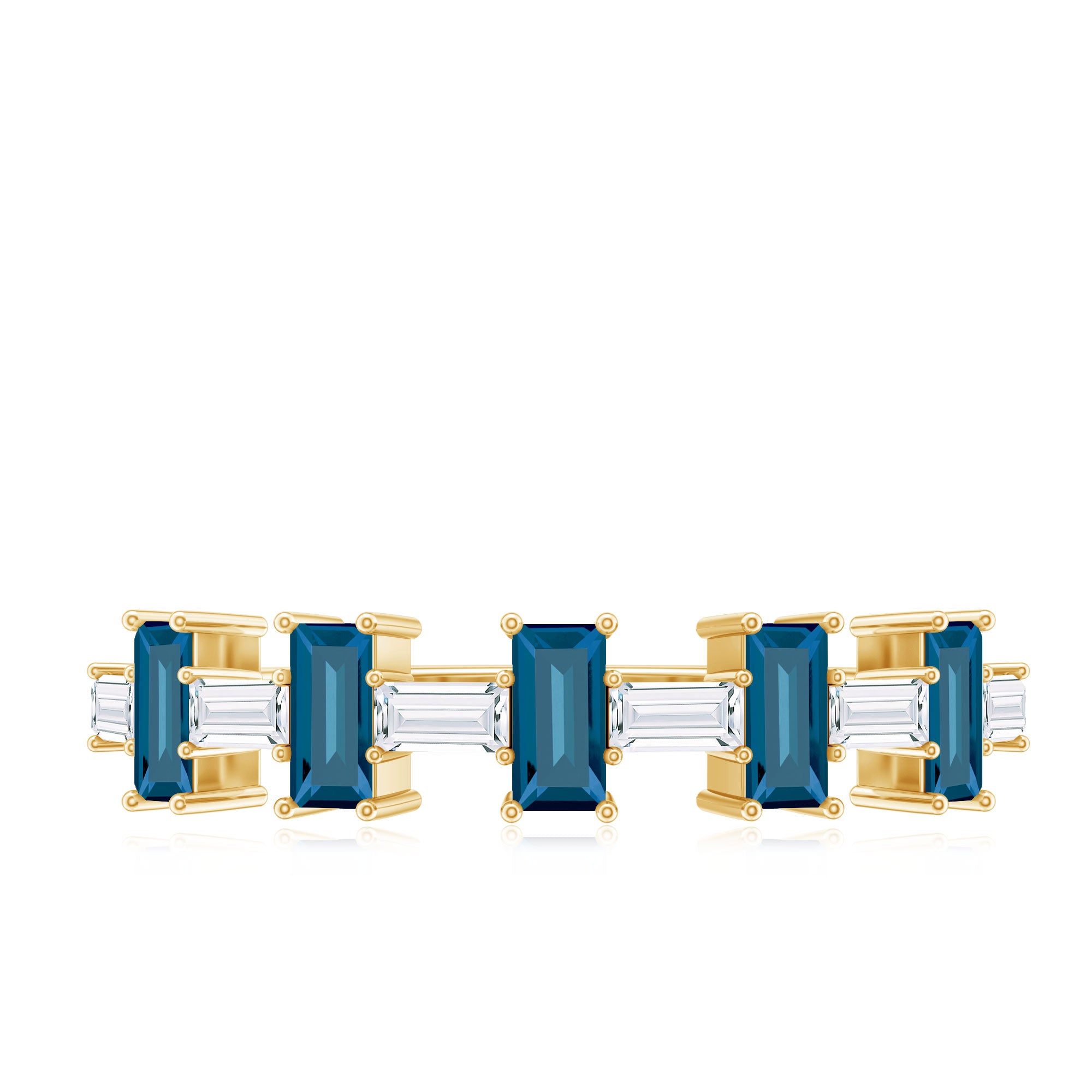 Rosec Jewels-London Blue Topaz and Diamond Baguette Eternity Band Ring