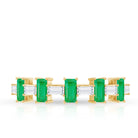 Genuine Baguette Emerald Half Eternity Ring with Moissanite AAA - Rosec Jewels