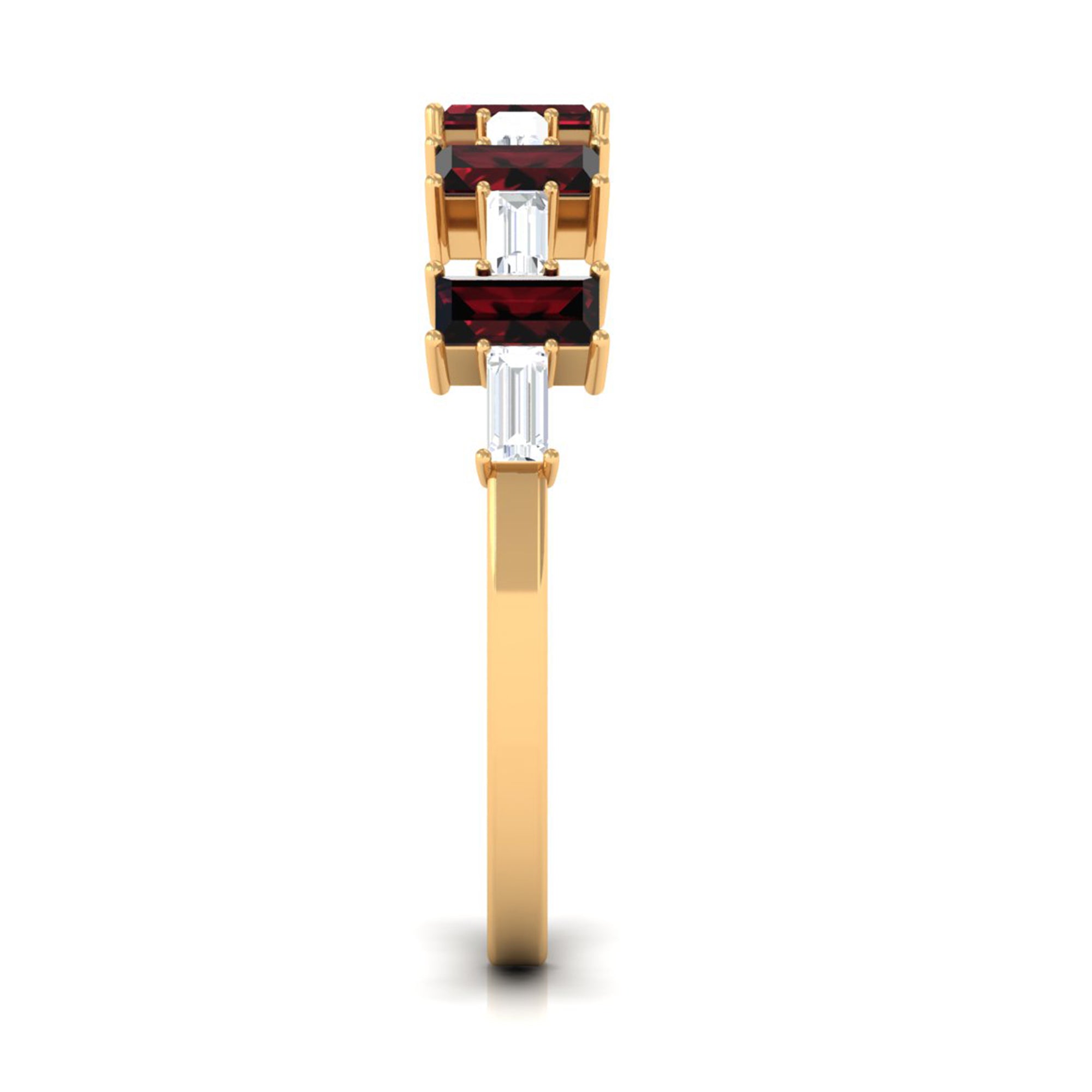 Rosec Jewels-Genuine Baguette Garnet Diamond Half Eternity Ring