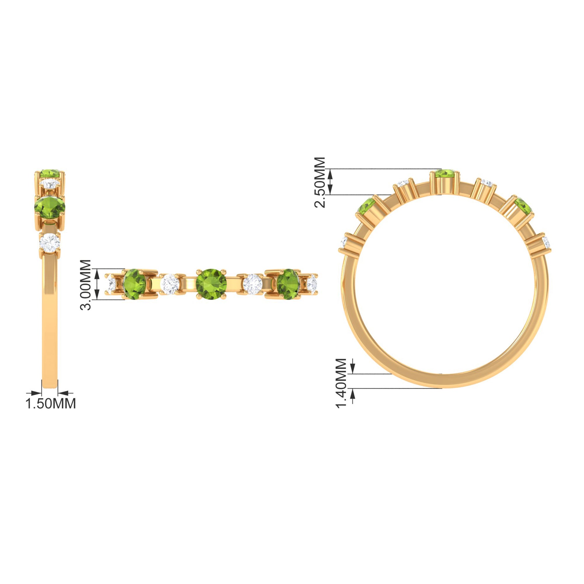 Rosec Jewels-Half Eternity Ring with Peridot and Diamond