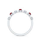 Rosec Jewels-Natural Ruby Half Eternity Anniversary Ring with Diamond