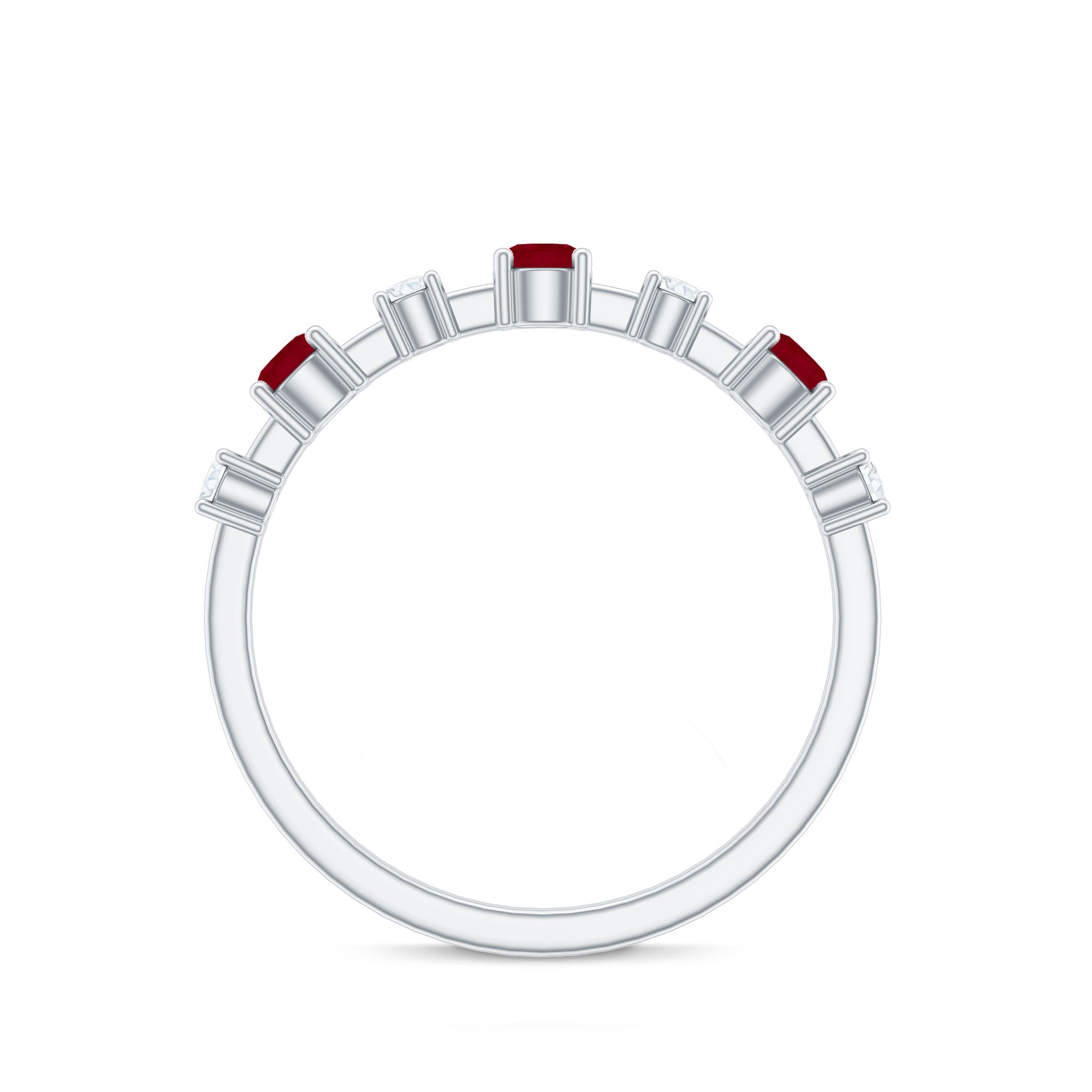 Rosec Jewels-Natural Ruby Half Eternity Anniversary Ring with Diamond