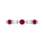 Rosec Jewels-Natural Ruby Half Eternity Anniversary Ring with Diamond