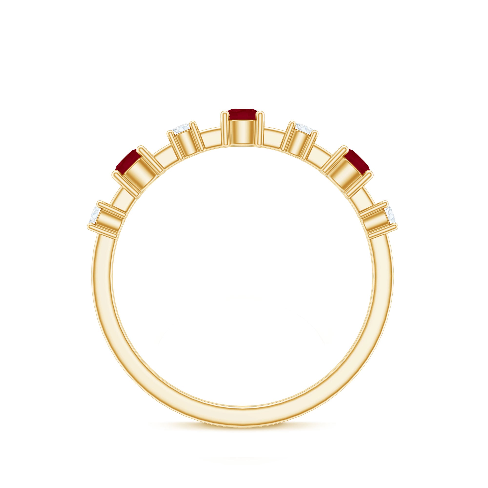Rosec Jewels-Natural Ruby Half Eternity Anniversary Ring with Diamond