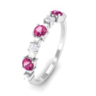 Pink Tourmaline and Diamond Half Eternity Ring AAA - Rosec Jewels