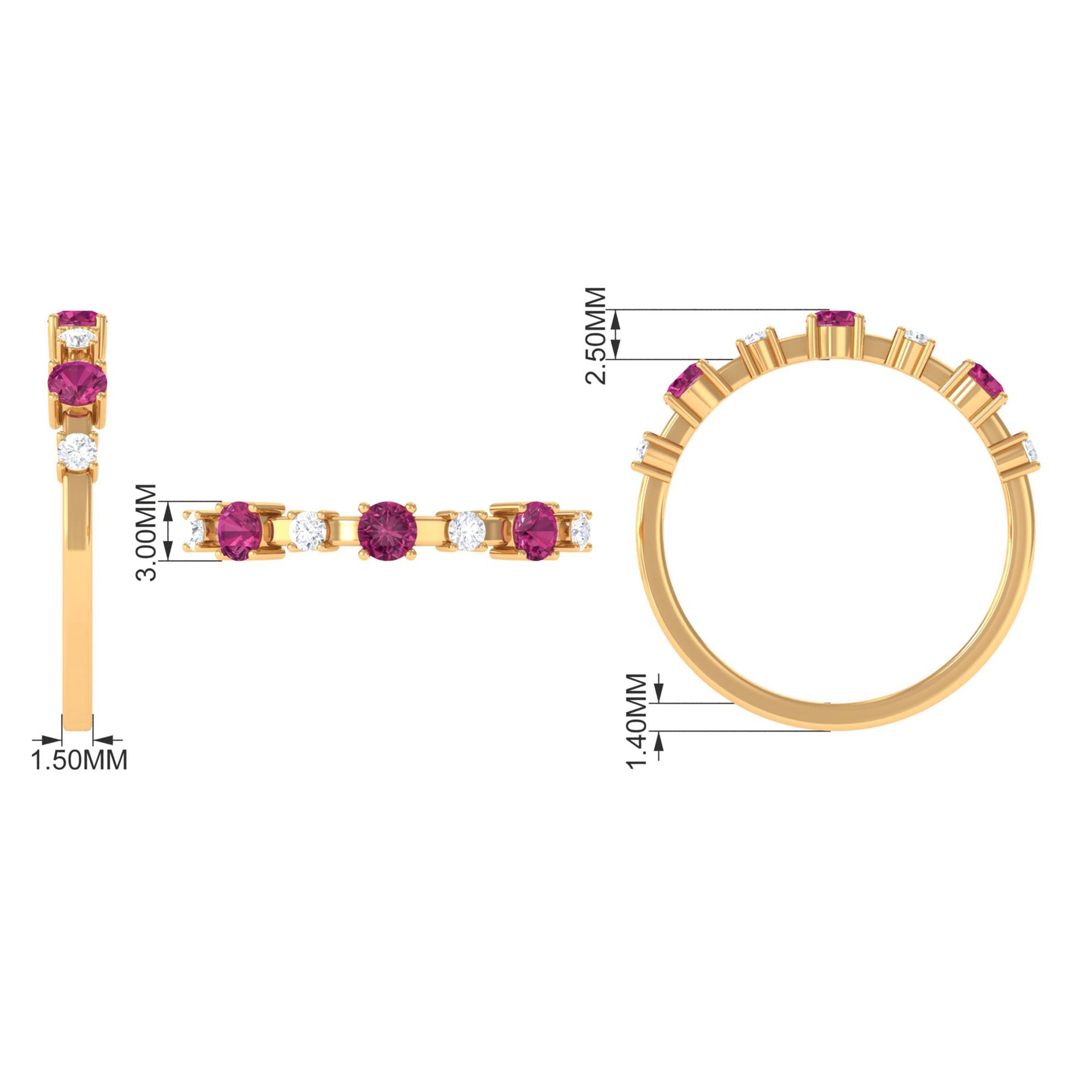 Rosec Jewels-Pink Tourmaline and Diamond Half Eternity Ring