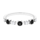Black Spinel and Diamond Half Eternity Ring AAA - Rosec Jewels