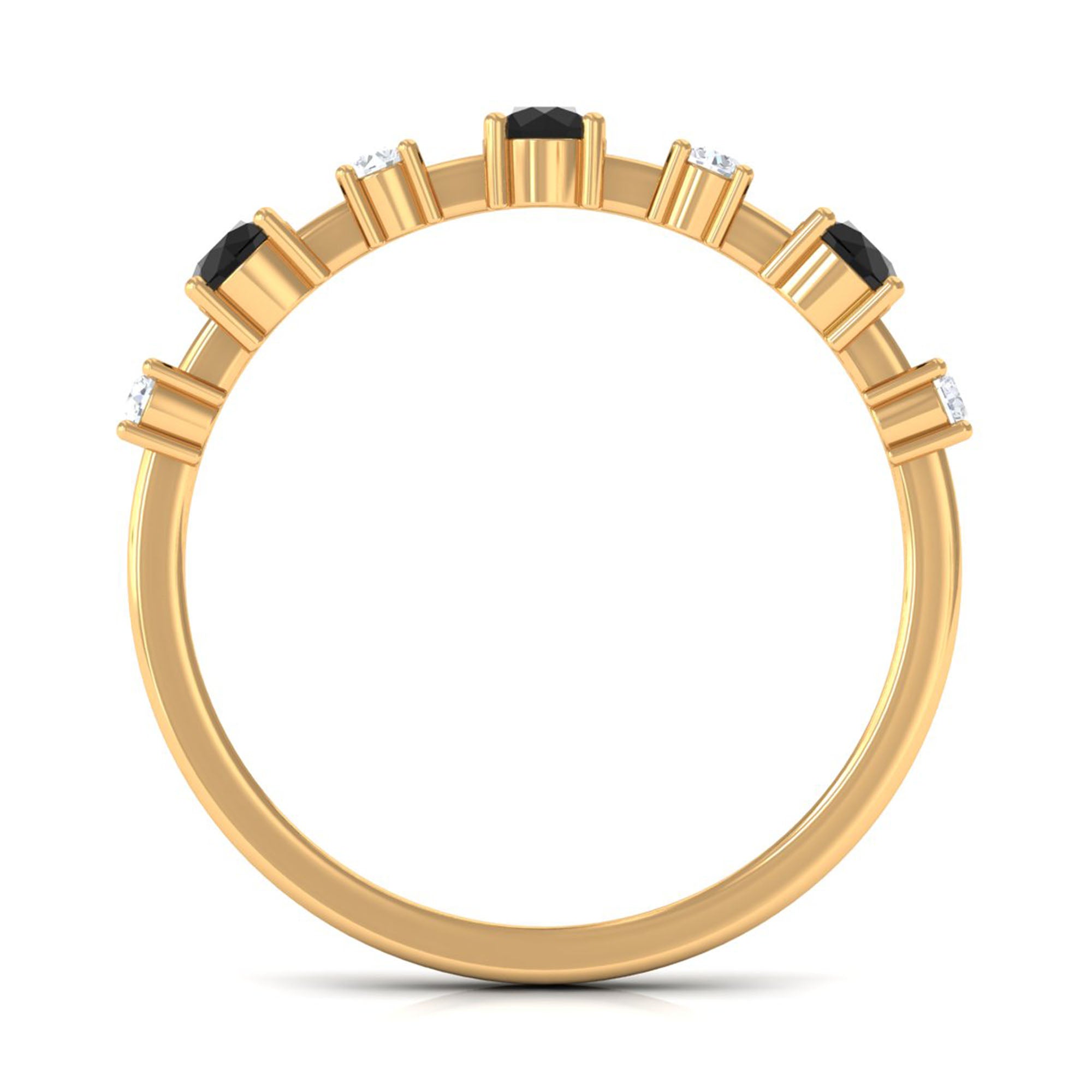 Black Spinel and Diamond Half Eternity Ring AAA - Rosec Jewels