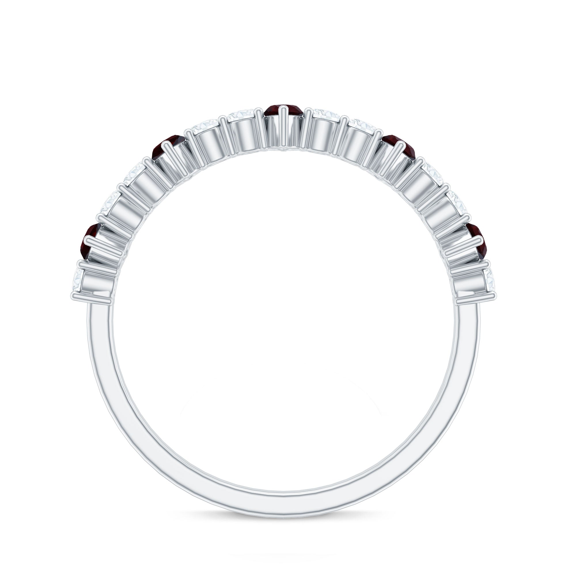 Natural Marquise Garnet Half Eternity Ring with Diamond AAA - Rosec Jewels
