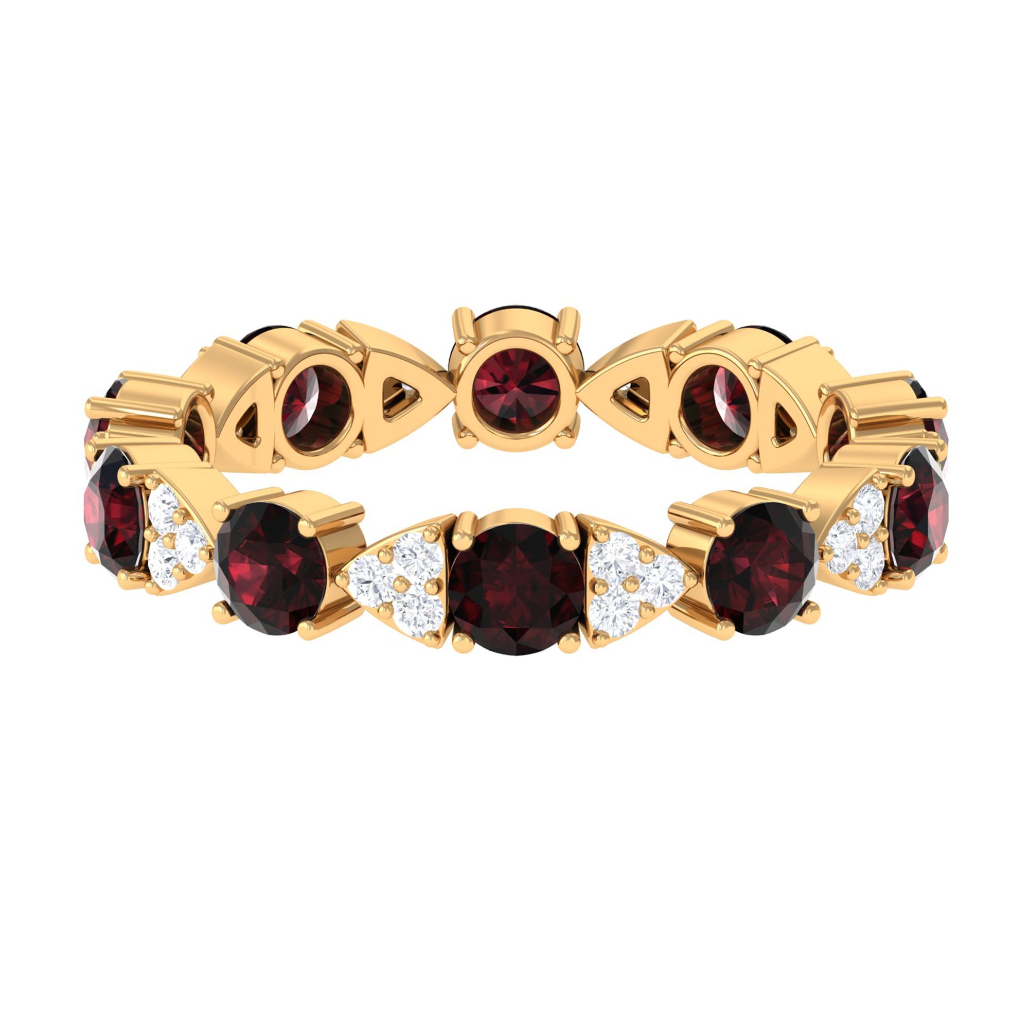 Natural Garnet Diamond Eternity Ring with Certificate AAA - Rosec Jewels