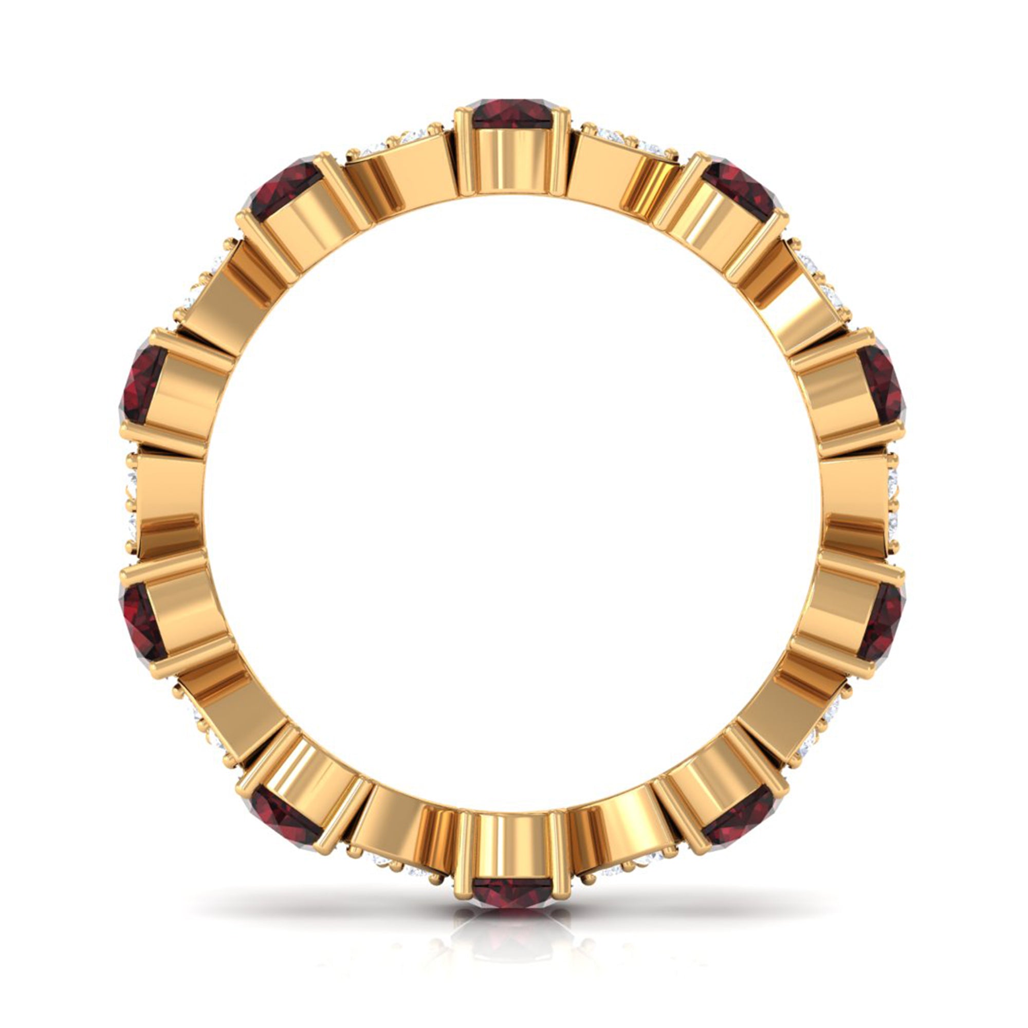 Natural Garnet Diamond Eternity Ring with Certificate AAA - Rosec Jewels