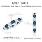 Rosec Jewels-Oval London Blue Topaz Full Eternity Band Ring with Diamond