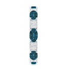 Rosec Jewels-Oval London Blue Topaz Full Eternity Band Ring with Diamond