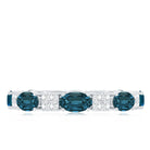Rosec Jewels-Oval London Blue Topaz Full Eternity Band Ring with Diamond