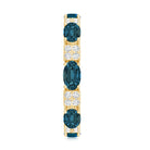 Rosec Jewels-Oval London Blue Topaz Full Eternity Band Ring with Diamond