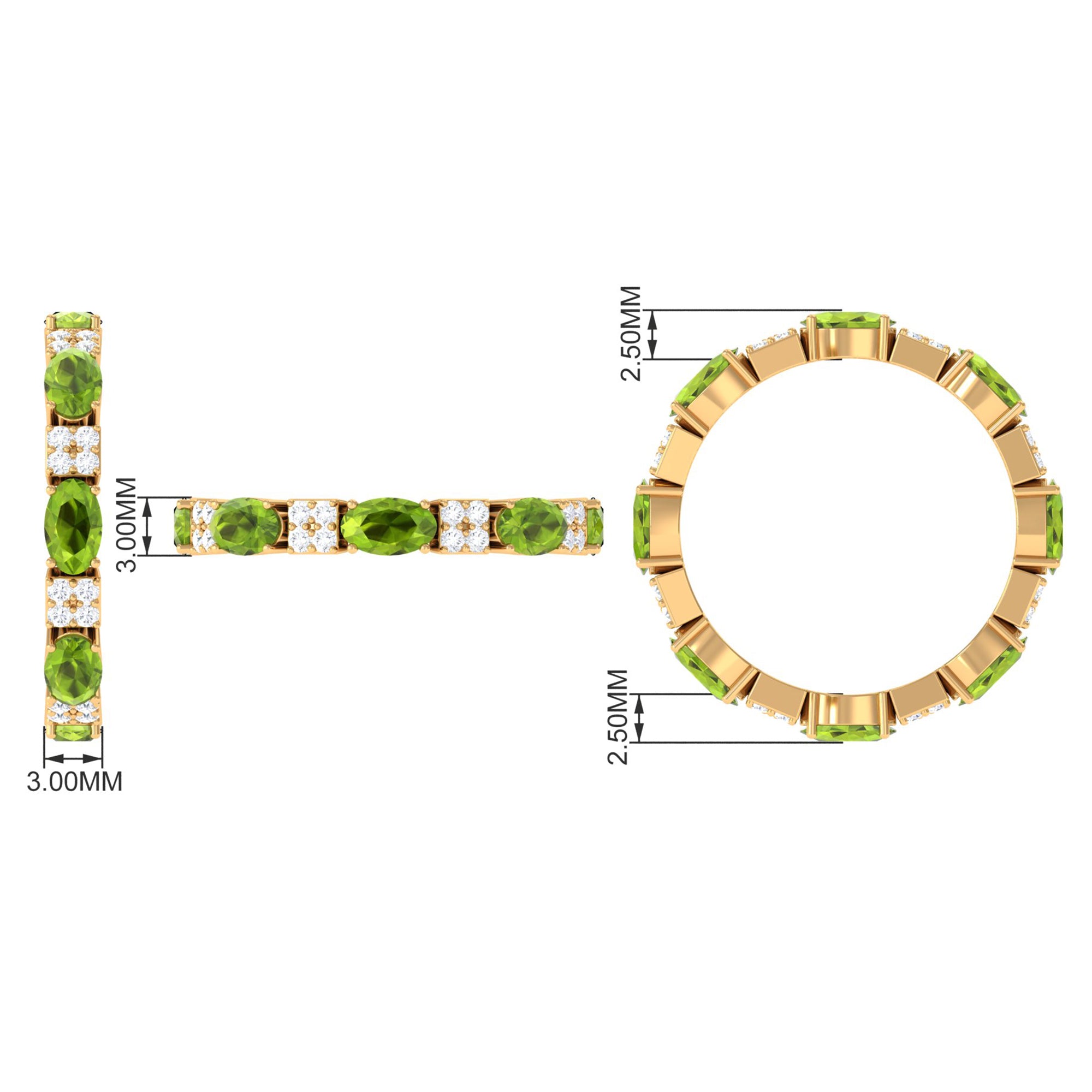 Oval Cut Peridot and Diamond Eternity Ring AAA - Rosec Jewels