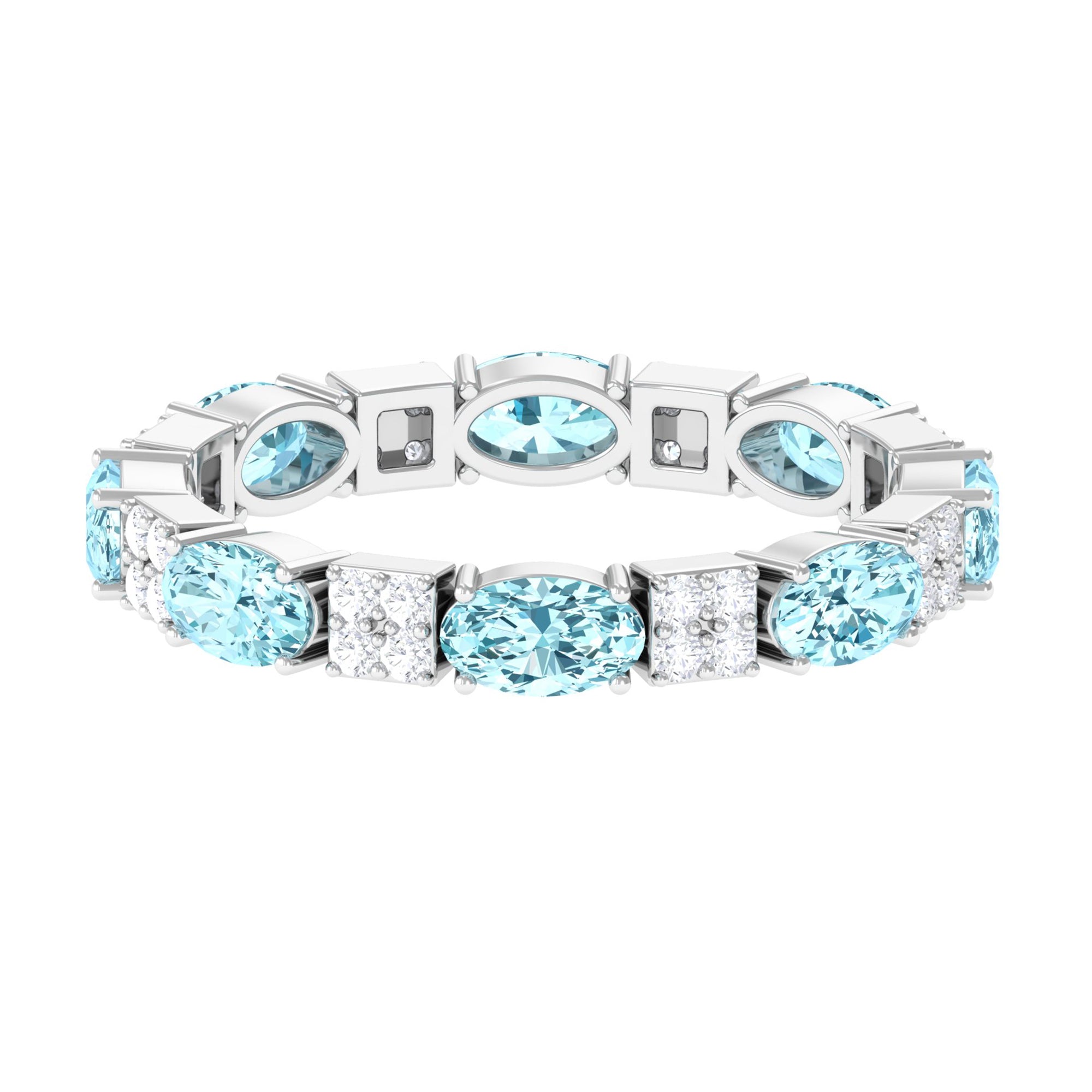 Rosec Jewels-Real Aquamarine and Diamond Full Eternity Ring
