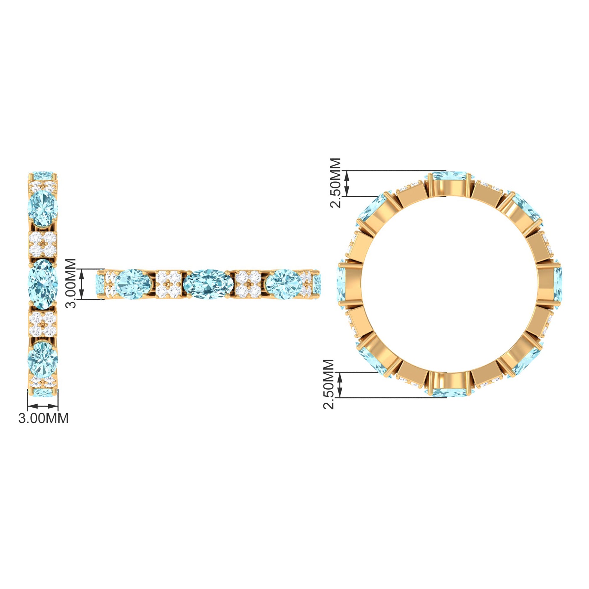 Rosec Jewels-Real Aquamarine and Diamond Full Eternity Ring
