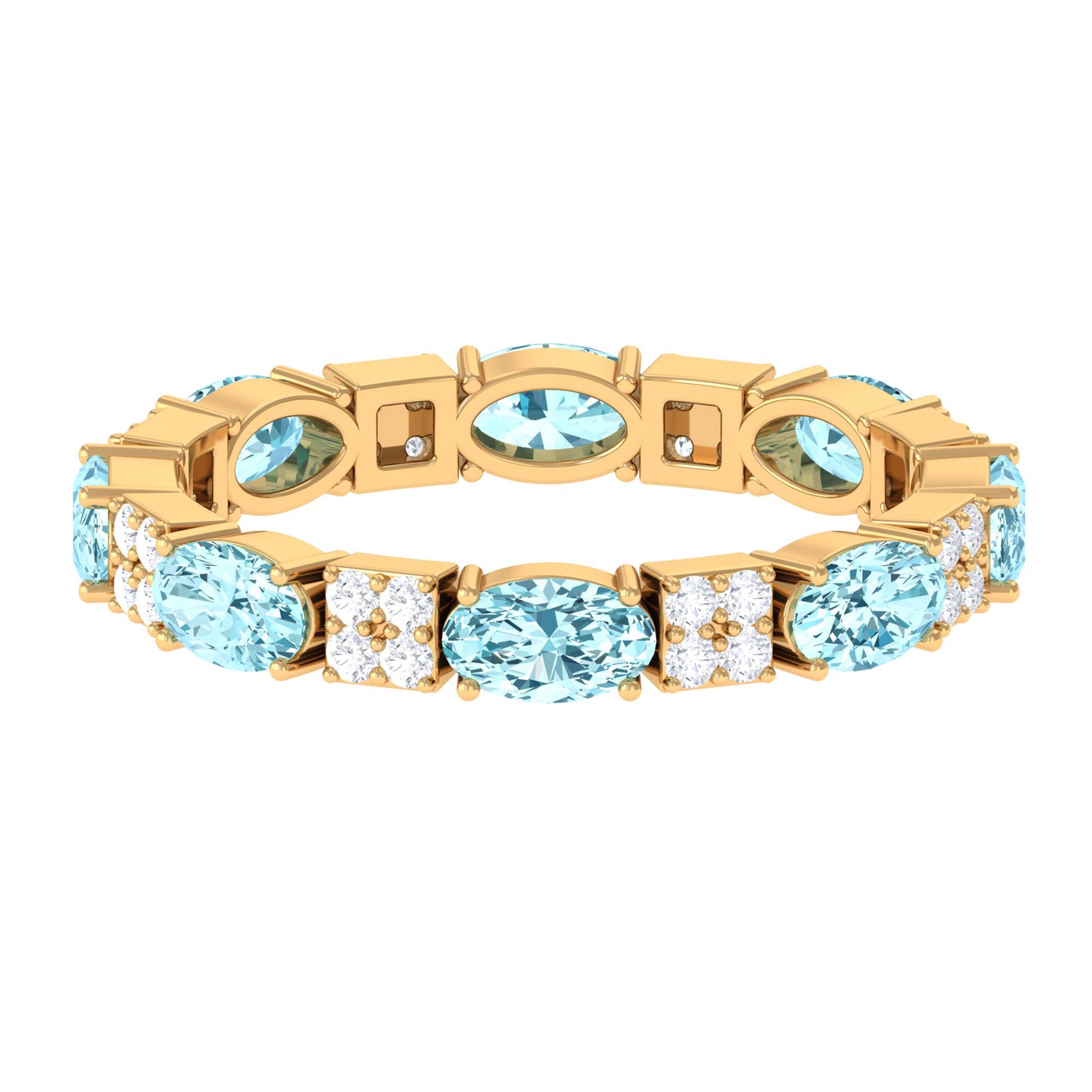 Rosec Jewels-Real Aquamarine and Diamond Full Eternity Ring