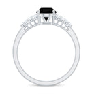 1.9 Carat Lab Grown Black Diamond Oval Engagement Ring with White Diamond AAAA ( Synthetic ) - Rosec Jewels