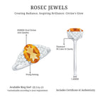 Rosec Jewels-Natural Yellow Citrine Oval Engagement Ring with Diamond Side Stones