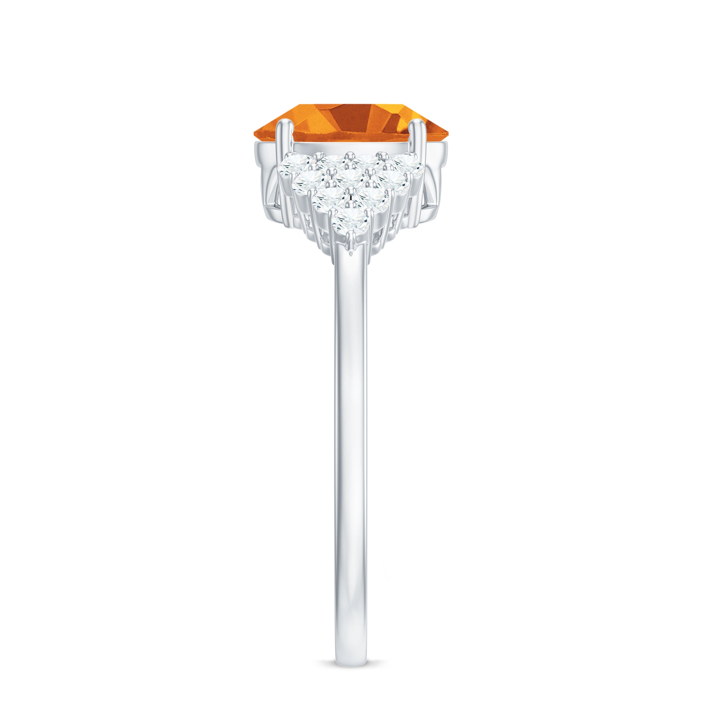 Rosec Jewels-Natural Yellow Citrine Oval Engagement Ring with Diamond Side Stones