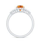 Rosec Jewels-Natural Yellow Citrine Oval Engagement Ring with Diamond Side Stones