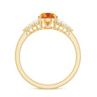 Rosec Jewels-Natural Yellow Citrine Oval Engagement Ring with Diamond Side Stones