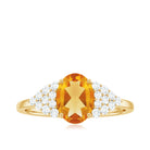 Rosec Jewels-Natural Yellow Citrine Oval Engagement Ring with Diamond Side Stones