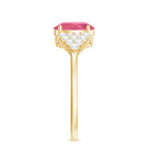 Classic Pink Tourmaline Solitaire Ring with Diamond AAA - Rosec Jewels