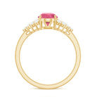 Classic Pink Tourmaline Solitaire Ring with Diamond AAA - Rosec Jewels