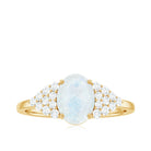 1 CT Oval Cut Moonstone Solitaire Ring with Diamond Accent AAA - Rosec Jewels