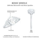 Rosec Jewels-6X8 MM Oval Moissanite Engagement Ring with Cluster Side Stones