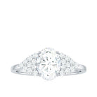 Rosec Jewels-6X8 MM Oval Moissanite Engagement Ring with Cluster Side Stones