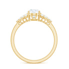 Rosec Jewels-6X8 MM Oval Moissanite Engagement Ring with Cluster Side Stones
