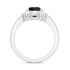 Certified Genuine 1.7 Carat Black Spinel Teardrop Engagement Ring with Diamond Halo AAA - Rosec Jewels