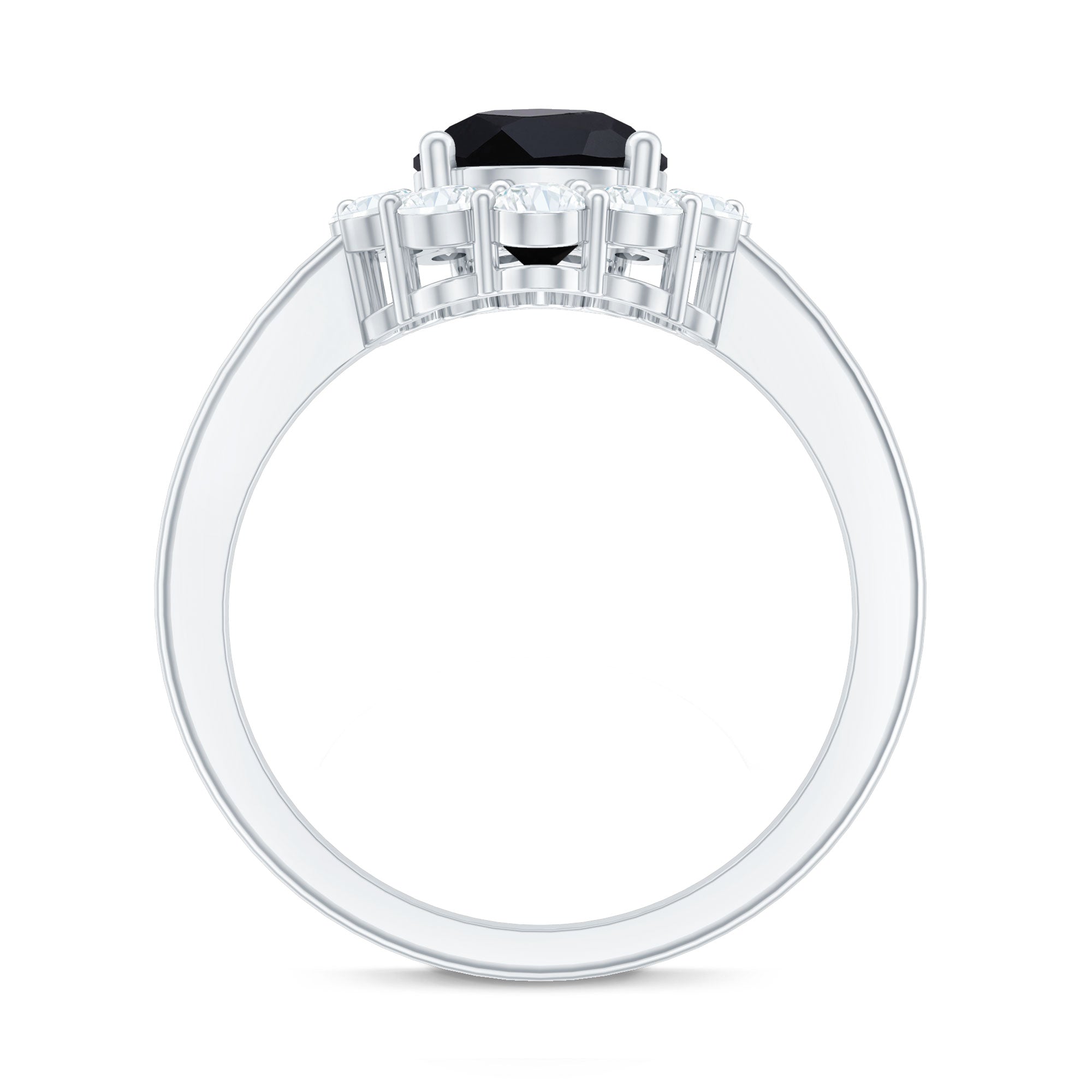 Certified Genuine 1.7 Carat Black Spinel Teardrop Engagement Ring with Diamond Halo AAA - Rosec Jewels