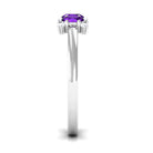 Rosec Jewels-Natural Oval Amethyst 3 Stone Promise Ring with Diamond