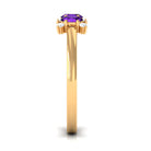 Rosec Jewels-Natural Oval Amethyst 3 Stone Promise Ring with Diamond