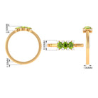 3/4 CT Oval Cut Peridot Three Stone Ring with Diamond Stones AAA - Rosec Jewels