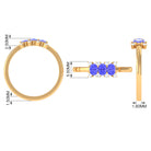 Rosec Jewels-Oval Cut Tanzanite Three Stone Ring with Diamond